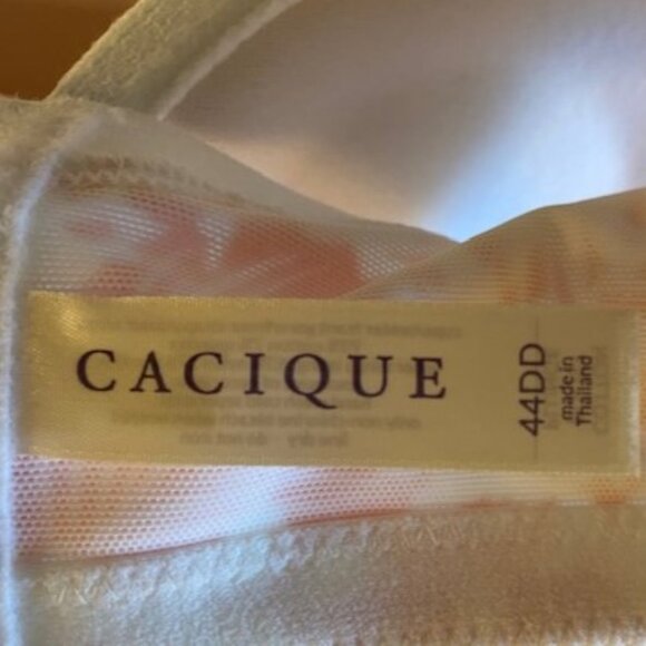 Cacique Cotton Boost Plunge T-Shirt Bra - Red Orange Plant Print  - 4 Hook - Picture 7 of 8